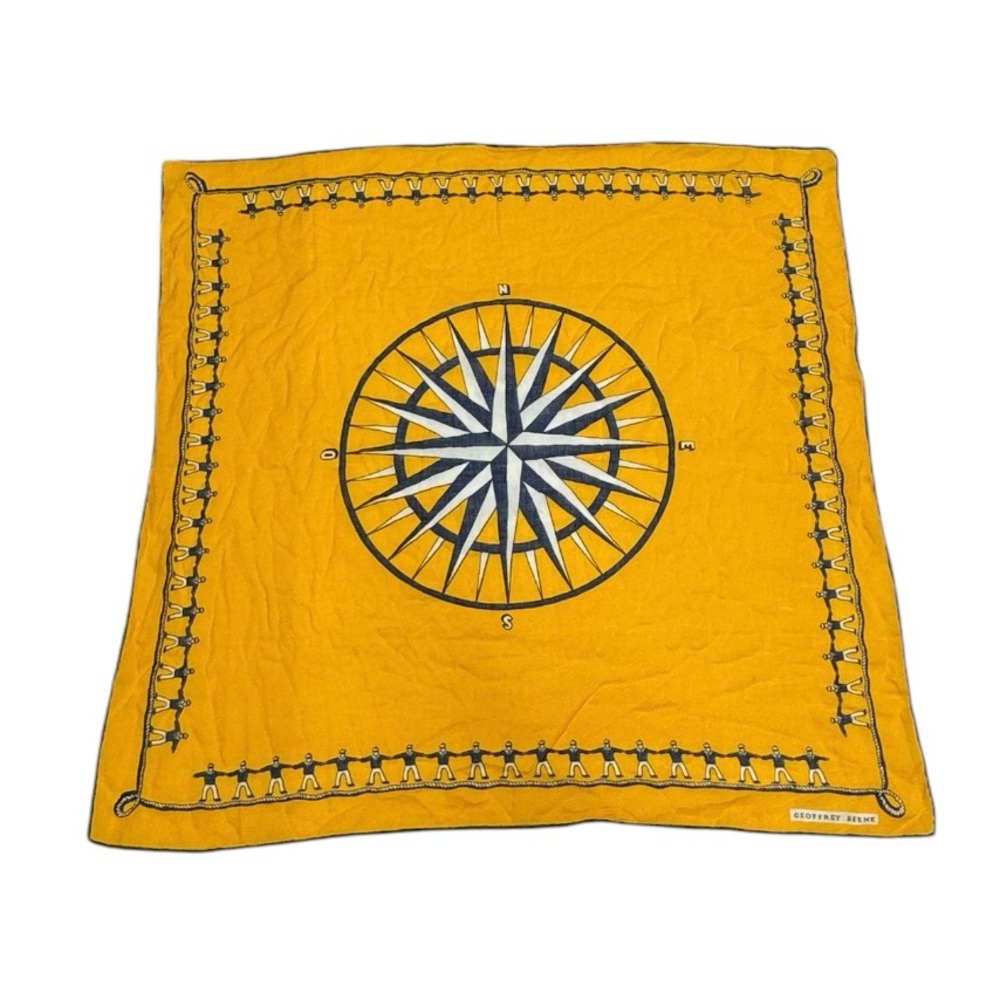 Geoffrey Beene nautical style scarf in yellow brown and black, great condition!